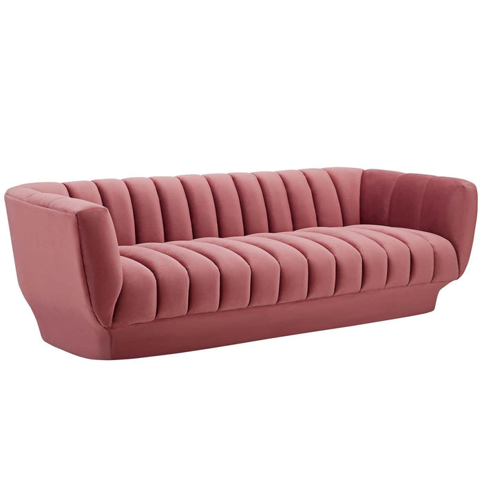 Entertain Vertical Channel Tufted Performance Velvet Sofa