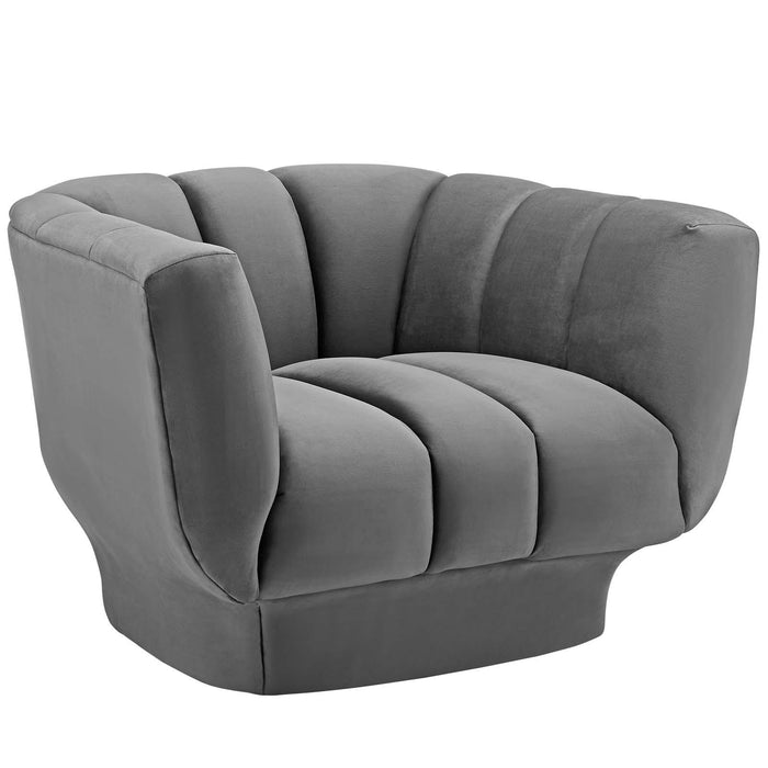 Entertain Vertical Channel Tufted Performance Velvet Armchair