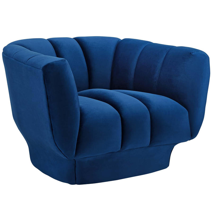 Entertain Vertical Channel Tufted Performance Velvet Armchair