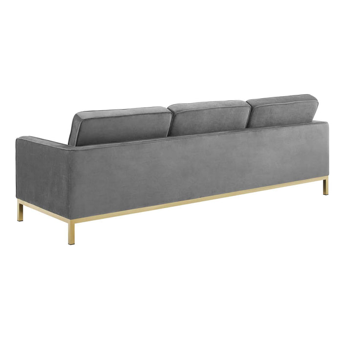 Loft Gold Stainless Steel Leg Performance Velvet Sofa and Armchair Set