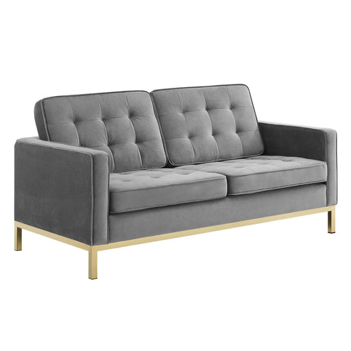 Loft Gold Stainless Steel Leg Performance Velvet Loveseat image