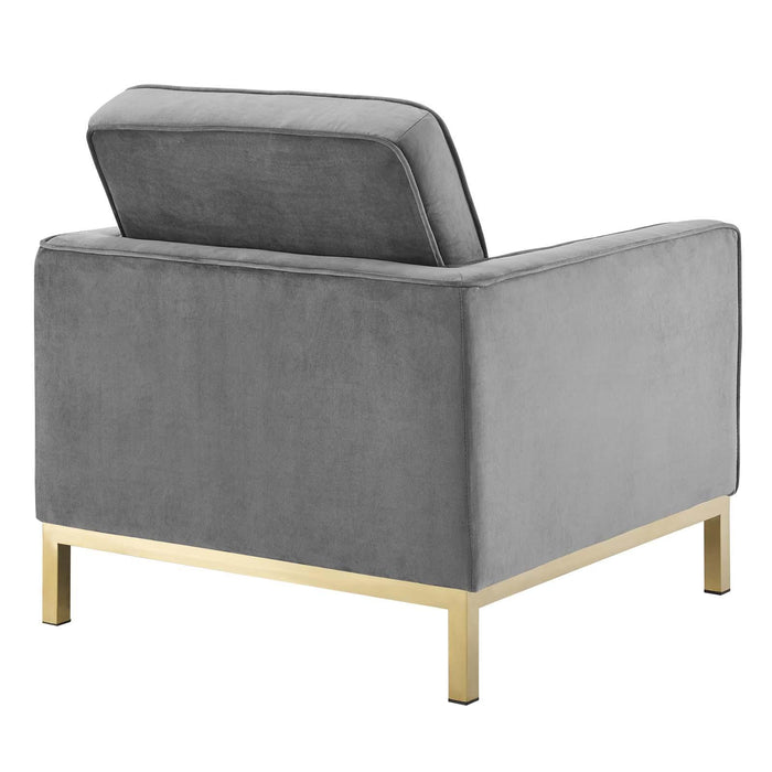 Loft Gold Stainless Steel Performance Velvet Armchair