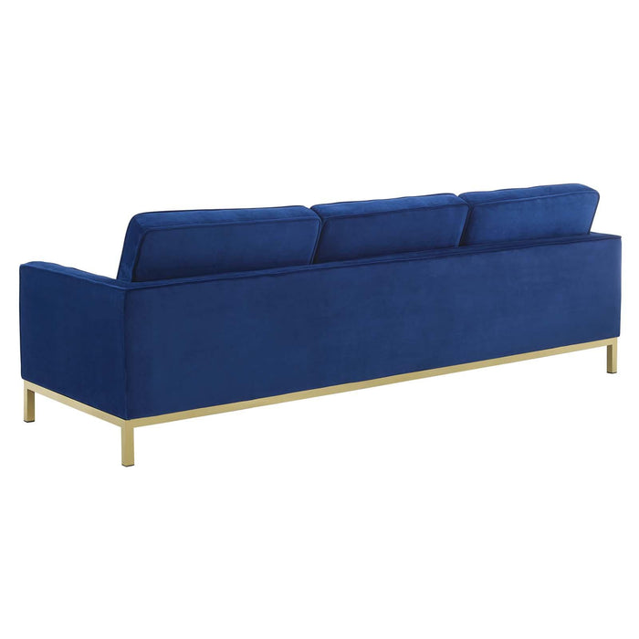 Loft Gold Stainless Steel Leg Performance Velvet Sofa and Armchair Set