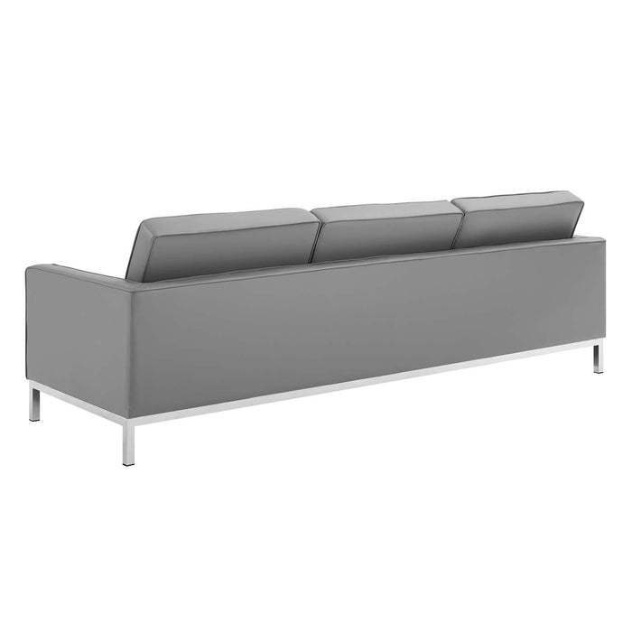 Loft Tufted Upholstered Faux Leather Sofa