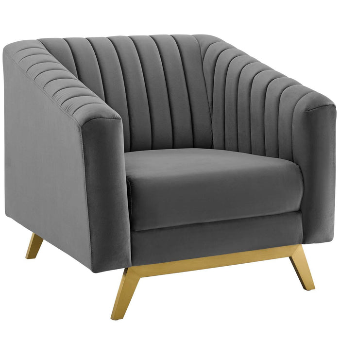 Valiant Vertical Channel Tufted Performance Velvet Armchair image