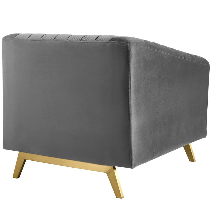 Valiant Vertical Channel Tufted Performance Velvet Armchair