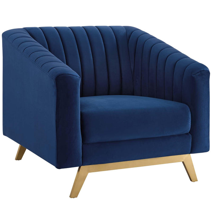 Valiant Vertical Channel Tufted Performance Velvet Armchair