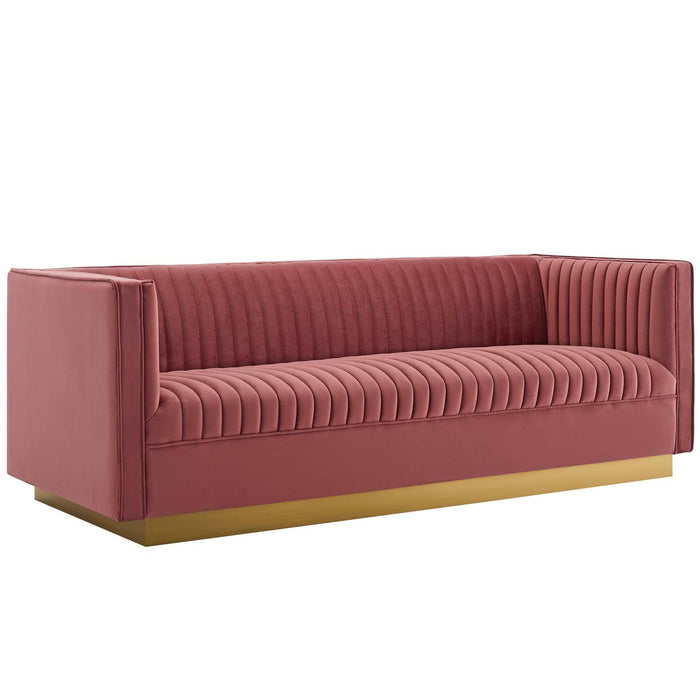 Sanguine Vertical Channel Tufted Performance Velvet Sofa