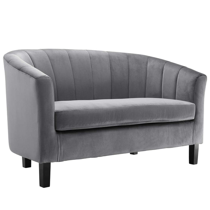 Prospect Channel Tufted Performance Velvet Loveseat and Armchair Set