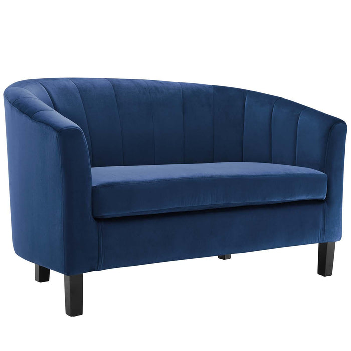 Prospect Channel Tufted Performance Velvet Loveseat and Armchair Set