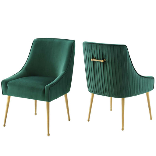 Discern Pleated Back Upholstered Performance Velvet Dining Chair Set of 2 image