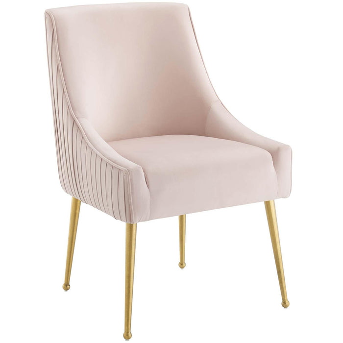 Discern Pleated Back Upholstered Performance Velvet Dining Chair