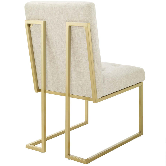 Privy Gold Stainless Steel Upholstered Fabric Dining Accent Chair Set of 2