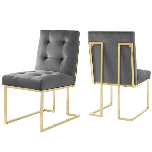 Privy Gold Stainless Steel Performance Velvet Dining Chair Set of 2 image