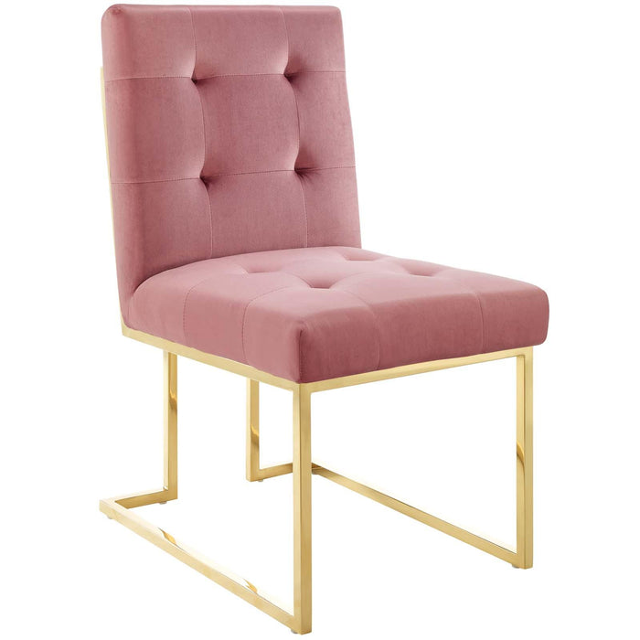 Privy Gold Stainless Steel Performance Velvet Dining Chair