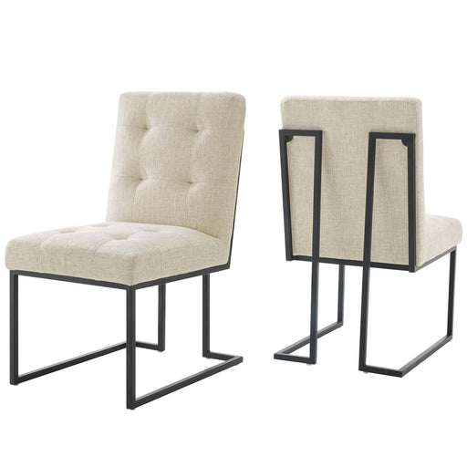 Privy Black Stainless Steel Upholstered Fabric Dining Chair Set of 2 image