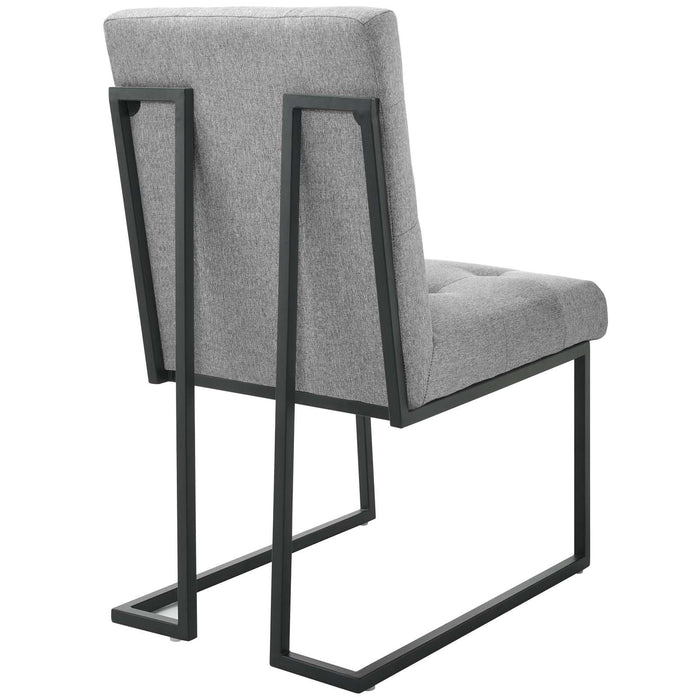 Privy Black Stainless Steel Upholstered Fabric Dining Chair