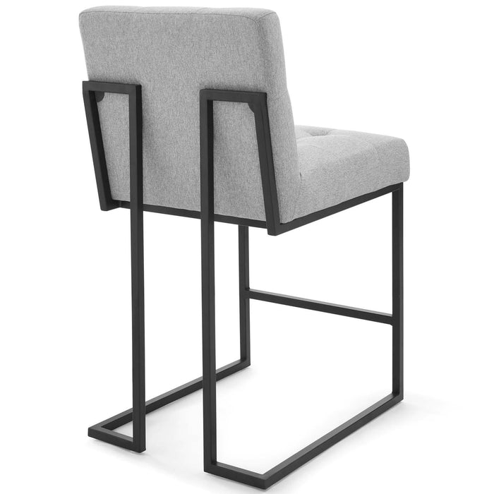 Privy Black Stainless Steel Upholstered Fabric Counter Stool