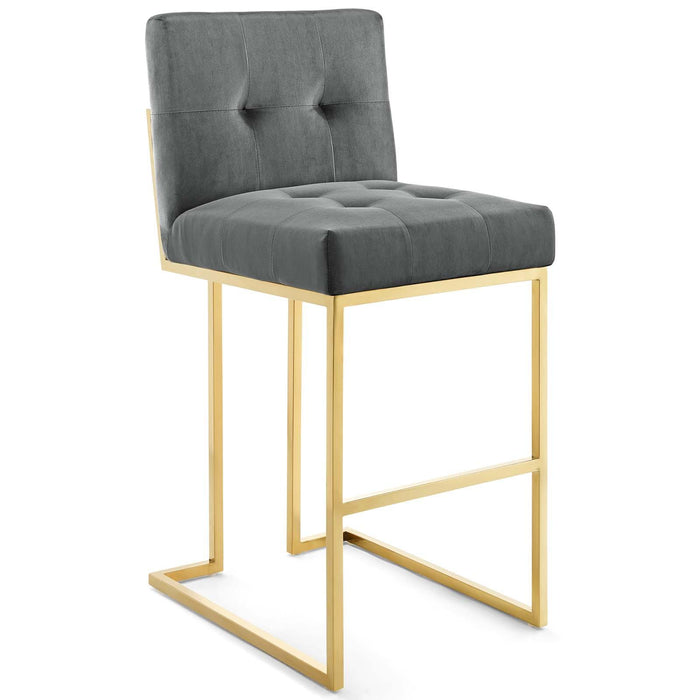 Privy Gold Stainless Steel Performance Velvet Bar Stool Set of 2