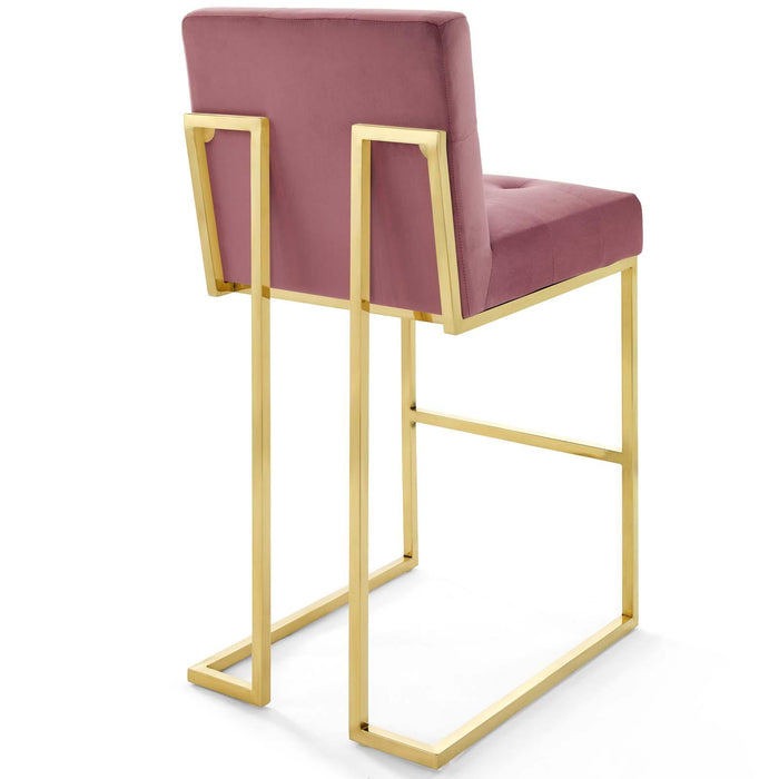 Privy Gold Stainless Steel Performance Velvet Bar Stool Set of 2