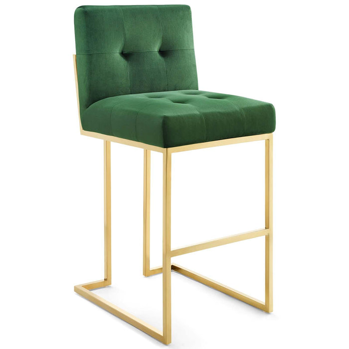 Privy Gold Stainless Steel Performance Velvet Bar Stool