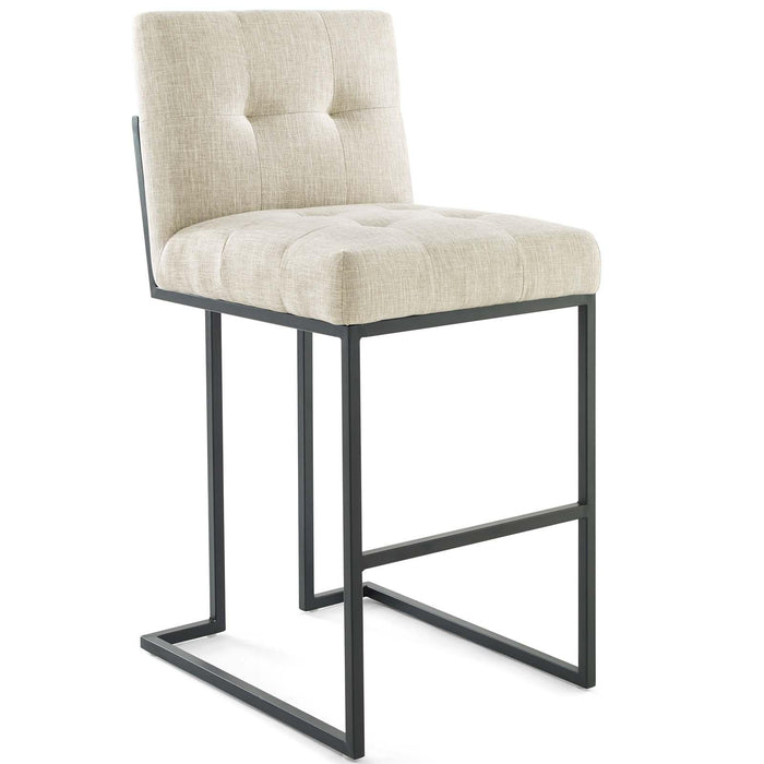 Privy Black Stainless Steel Upholstered Fabric Bar Stool Set of 2