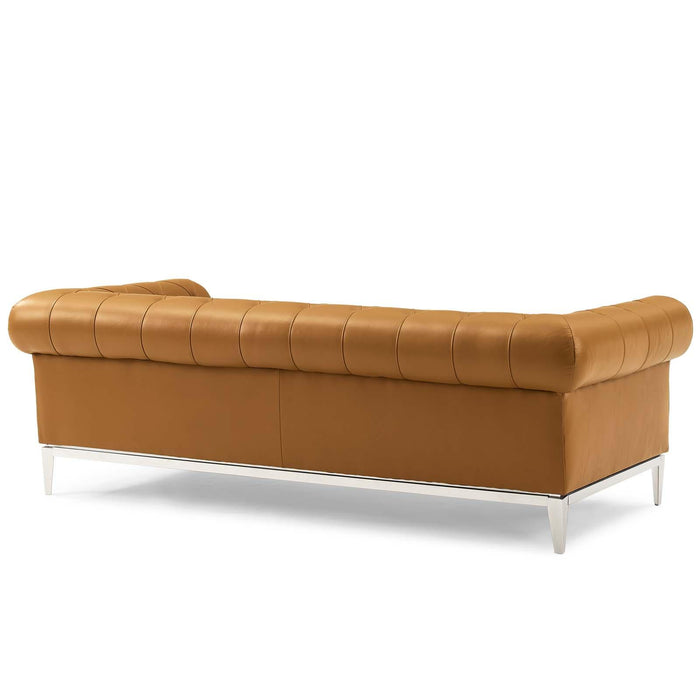 Idyll Tufted Upholstered Leather Sofa and Loveseat Set