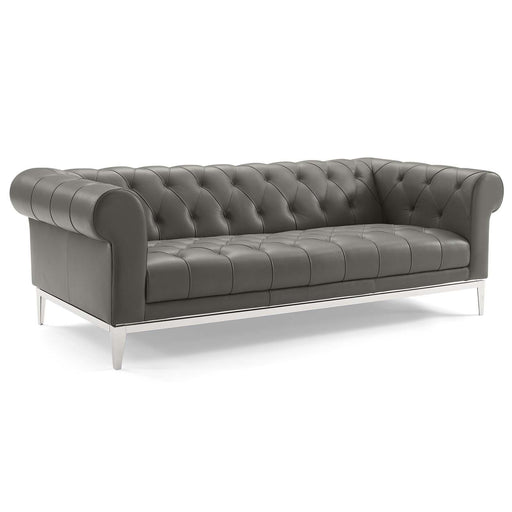 Idyll Tufted Button Upholstered Leather Chesterfield Sofa image