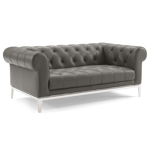 Idyll Tufted Button Upholstered Leather Chesterfield Loveseat image
