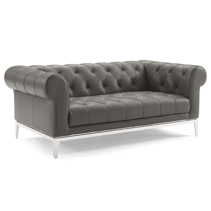 Idyll Tufted Upholstered Leather Sofa and Loveseat Set