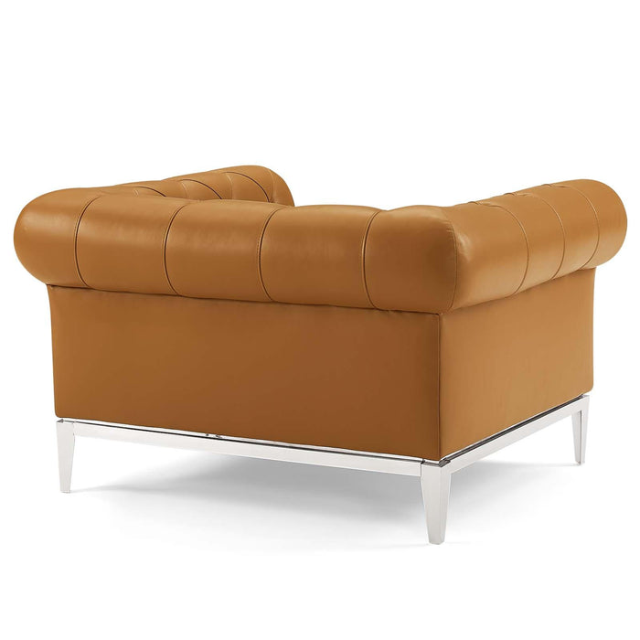 Idyll Tufted Upholstered Leather Loveseat and Armchair