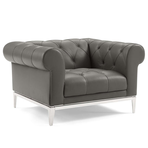 Idyll Tufted Button Upholstered Leather Chesterfield Armchair image