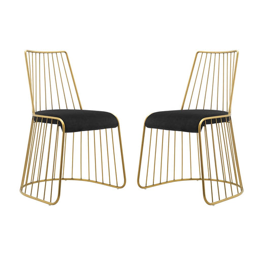 Rivulet Gold Stainless Steel Performance Velvet Dining Chair Set of 2 image