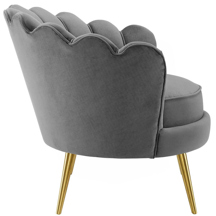 Admire Scalloped Edge Performance Velvet Accent Armchair