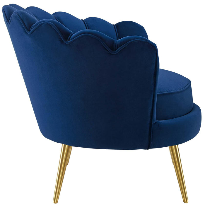 Admire Scalloped Edge Performance Velvet Accent Armchair