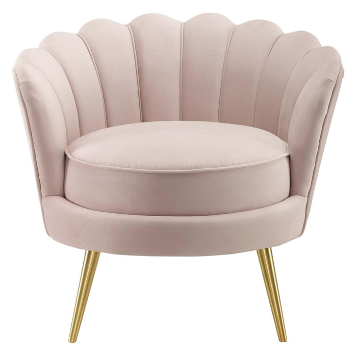 Admire Scalloped Edge Performance Velvet Accent Armchair