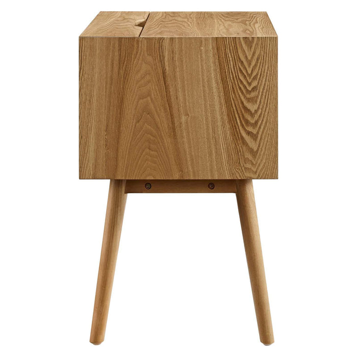 Ember Wood Nightstand With USB Ports