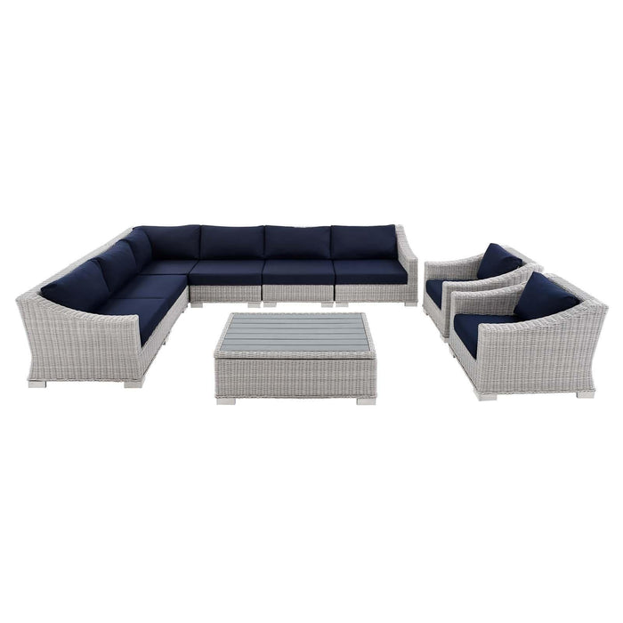 Conway Sunbrella� Outdoor Patio Wicker Rattan 9-Piece Sectional Sofa Set