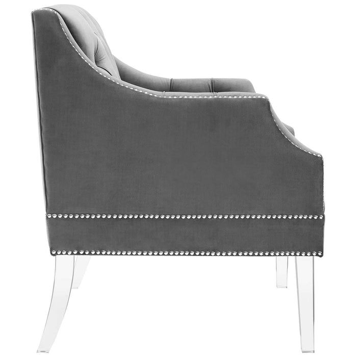 Proverbial Tufted Button Accent Performance Velvet Armchair