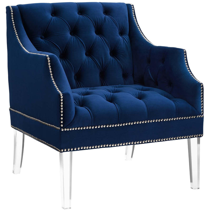 Proverbial Tufted Button Accent Performance Velvet Armchair