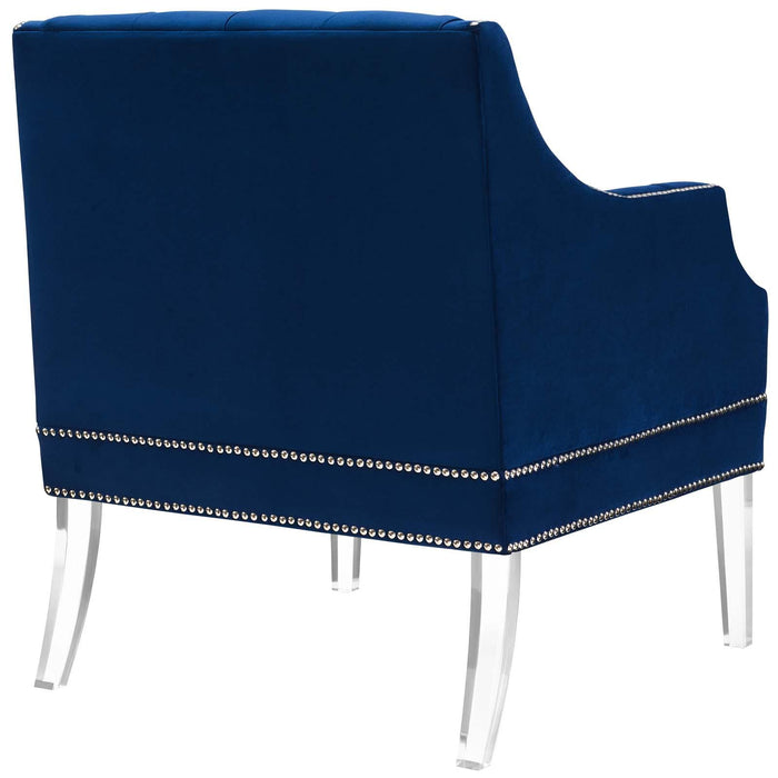 Proverbial Tufted Button Accent Performance Velvet Armchair