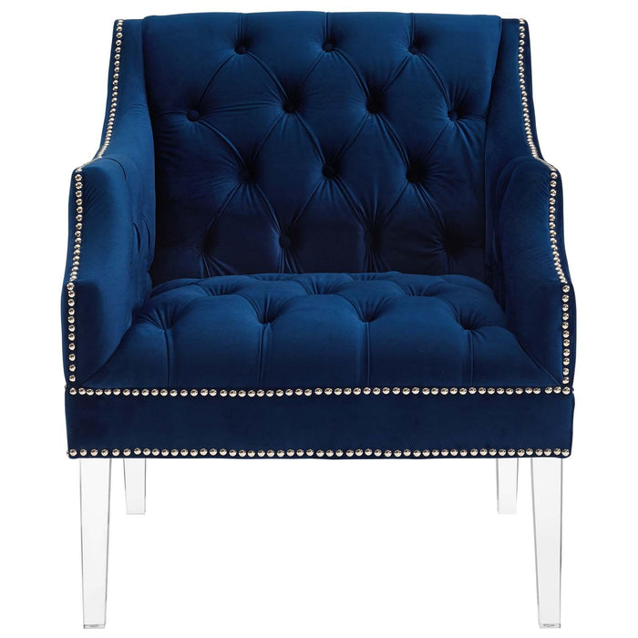 Proverbial Tufted Button Accent Performance Velvet Armchair