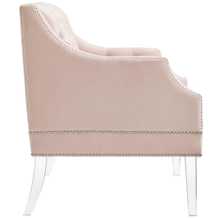 Proverbial Tufted Button Accent Performance Velvet Armchair