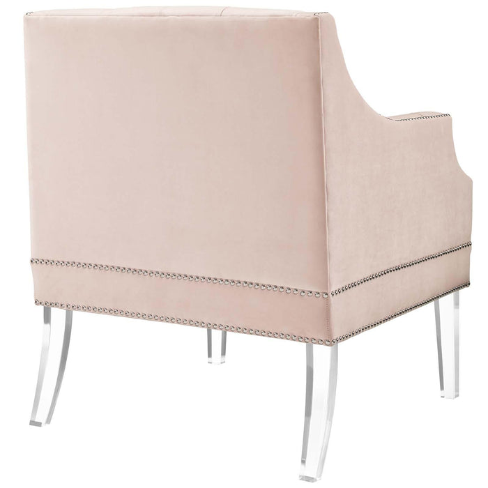 Proverbial Tufted Button Accent Performance Velvet Armchair