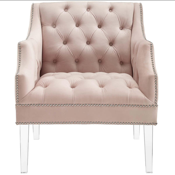 Proverbial Tufted Button Accent Performance Velvet Armchair