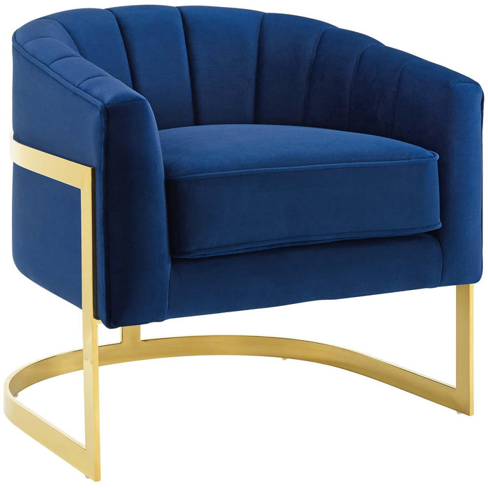 Esteem Vertical Channel Tufted Performance Velvet Accent Armchair