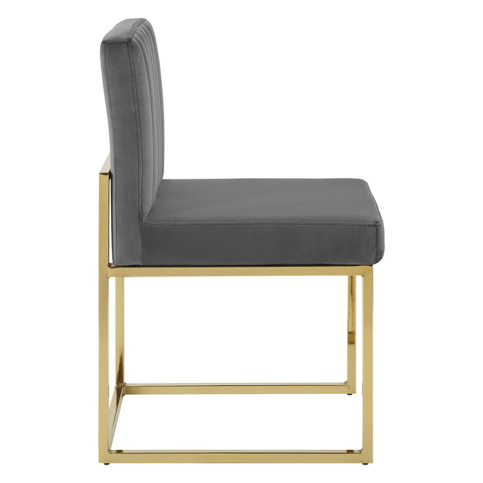 Carriage Channel Tufted Sled Base Performance Velvet Dining Chair