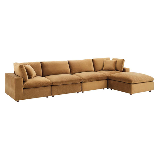 Commix Down Filled Overstuffed Performance Velvet 5-Piece Sectional Sofa image