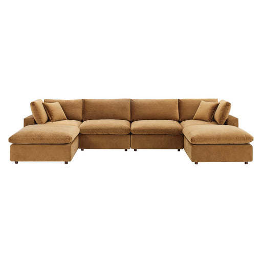 Commix Down Filled Overstuffed Performance Velvet 6-Piece Sectional Sofa image