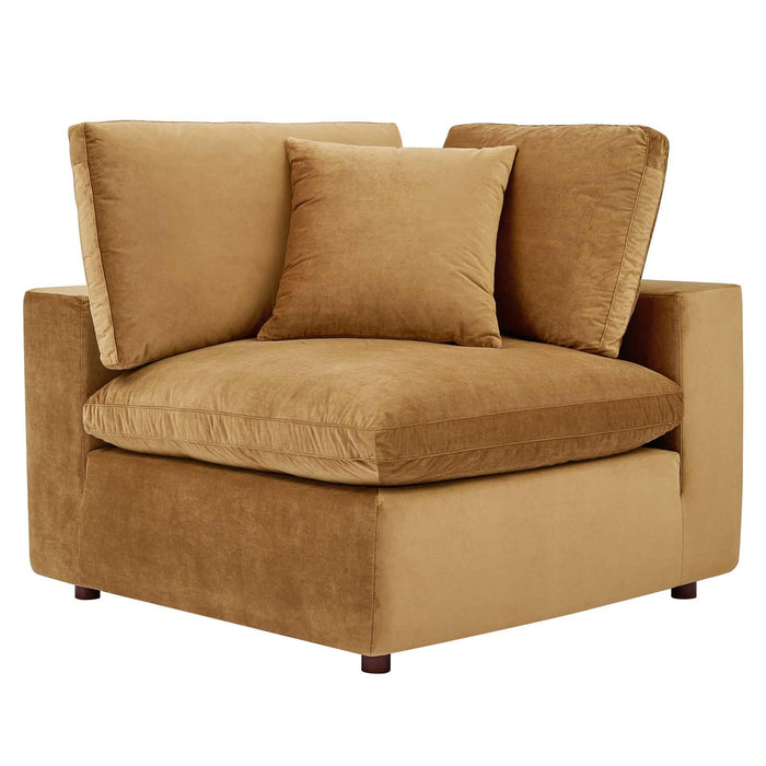 Commix Down Filled Overstuffed Performance Velvet 3-Seater Sofa